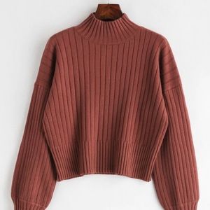 💕 • Dropped Shoulder Mock Neck Sweater